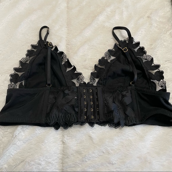 Victoria Secret Black Floral Longline Bralette - Picture 6 of 9